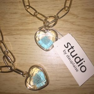 Studio Turquoise Flower Heart chain bracelet and necklace